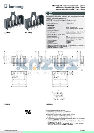 2.5MSF05 datasheet - Minimodul-Steckverbinder, Raster 2,5 mm