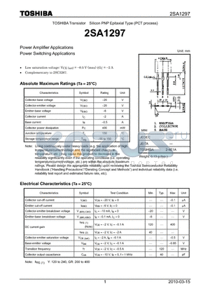 2SA1297_10 datasheet - Power Amplifier Applications Power Switching Applications