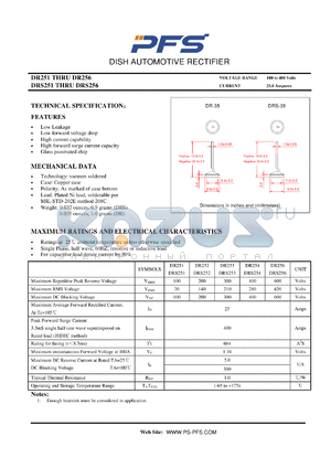 DR254 datasheet - DISH AUTOMOTIVE RECTIFIER