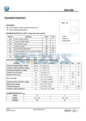 2SA1298 datasheet - TRANSISTOR(PNP)