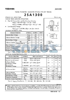 2SA1300 datasheet - TRANSISTOR (STROBO FLASH MEDIUM POWER AMPLIFIER APPLICATIONS)