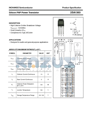 2SA1303 datasheet - Silicon PNP Power Transistor