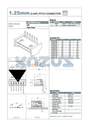 12512WR-09A00 datasheet - 1.25mm PITCH CONNECTOR