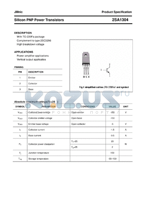 2SA1304 datasheet - Silicon PNP Power Transistors