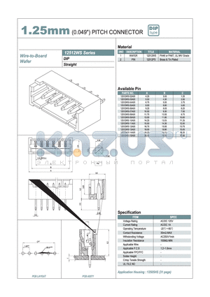 12512WS-02A00 datasheet - 1.25mm PITCH CONNECTOR