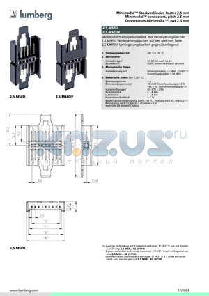 2.5MSFDV15 datasheet - Minimodul-Steckverbinder, Raster 2,5 mm