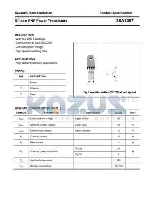 2SA1307 datasheet - Silicon PNP Power Transistors