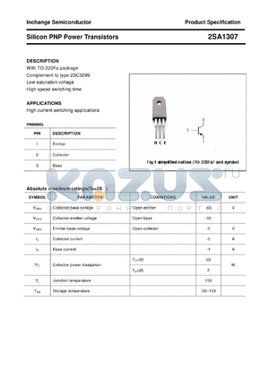 2SA1307 datasheet - Silicon PNP Power Transistors