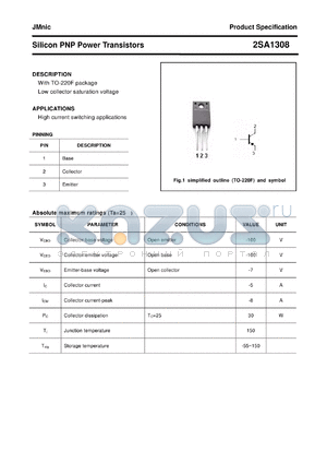 2SA1308 datasheet - Silicon PNP Power Transistors