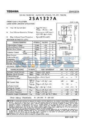 2SA1327A datasheet - TRANSISTOR (STROBE FLASH, AUDIO POWER AMPLIFIER APPLICATIONS)