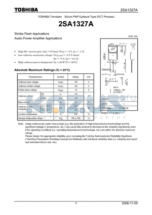 2SA1327A datasheet - Strobe Flash Applications Audio Power Amplifier Applications