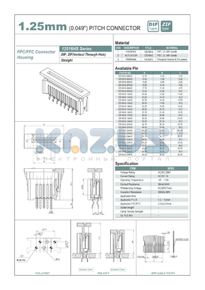 12516HS datasheet - 1.25mm PITCH CONNECTOR