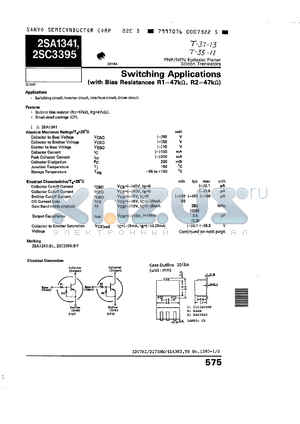 2SA1341 datasheet - PNP/NPN Epitaxial Planar Silicon Transistors