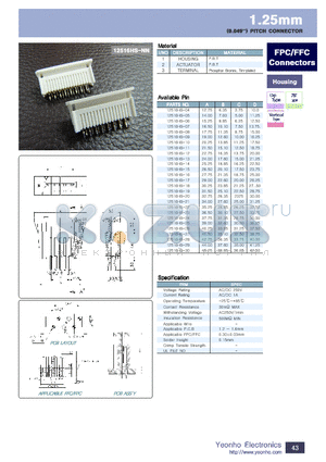 12516HS-04 datasheet - 1.25mm PITCH CONNECTOR