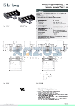 2.5MSFW02 datasheet - Minimodul-Steckverbinder, Raster 2,5 mm