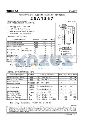 2SA1357 datasheet - TRANSISTOR (STROBE FLASH, AUDIO POWER AMPLIFIER APPLICATIONS)