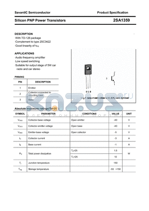 2SA1359 datasheet - Silicon PNP Power Transistors