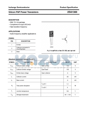 2SA1360 datasheet - Silicon PNP Power Transistors