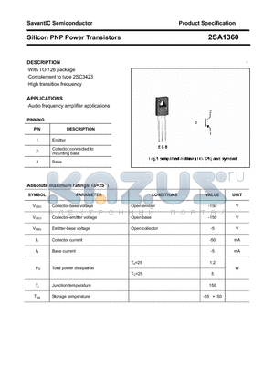 2SA1360 datasheet - Silicon PNP Power Transistors