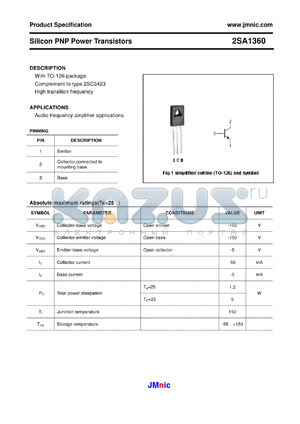 2SA1360 datasheet - Silicon PNP Power Transistors