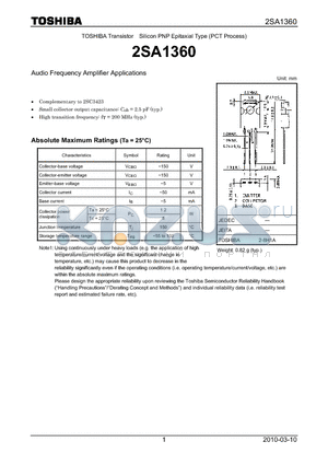 2SA1360_10 datasheet - Audio Frequency Amplifier Applications