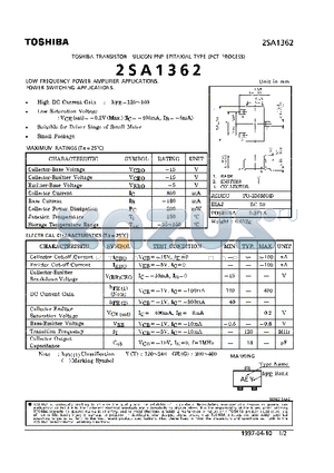 2SA1362 datasheet - TRANSISTOR (LOW FREQUENCY POWER AMPLIFIER, SWITCHING APPLICATIONS)