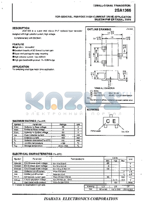 2SA1366 datasheet - FOR GENERAL PURPOSE HIGH CURRENT DRIVE APPLICATION SILICON PNP EPITAXIAL TYPE