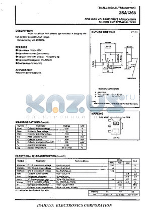 2SA1368 datasheet - FOR HIGH VOLTAGE DRIVE APPLICATION SILICON PNP EPITAXIAL TYPE