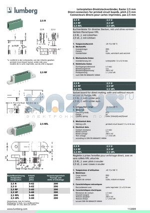 2.5RFL datasheet - Leiterplatten-Direktsteckverbinder, Raster 2,5 mm