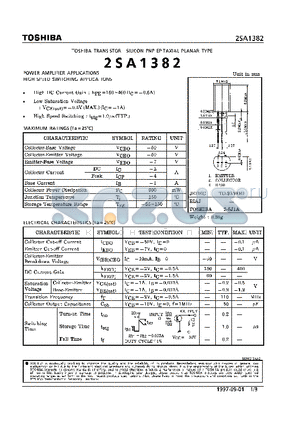 2SA1382 datasheet - TRANSISTOR (POWER AMPLIFIER, HIGH SPEED SWITCHING APPLICATIONS
