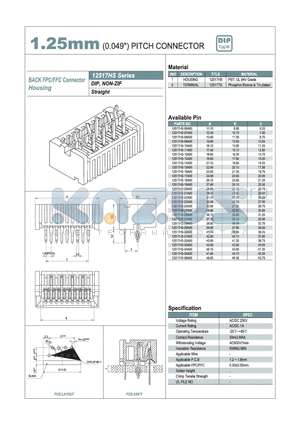 12517HS datasheet - 1.25mm PITCH CONNECTOR