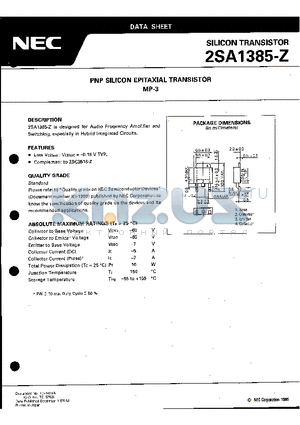 2SA1385 datasheet - PNP SILICON EPITAXIAL TRANSISTOR MP-3