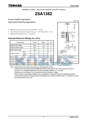 2SA1382 datasheet - Power Amplifier Applications High-Speed Switching Applications