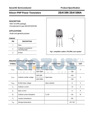 2SA1386 datasheet - Silicon PNP Power Transistors