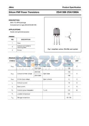 2SA1386 datasheet - Silicon PNP Power Transistors