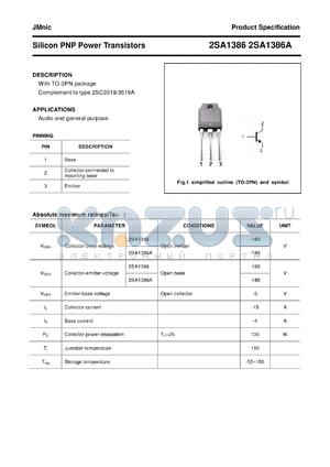 2SA1386A datasheet - Silicon PNP Power Transistors