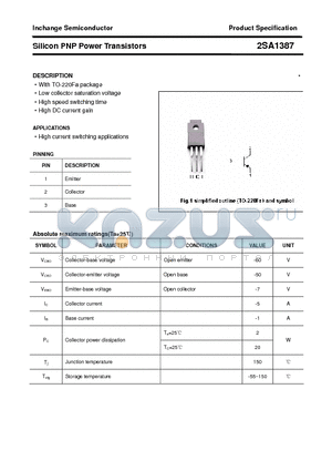 2SA1387 datasheet - Silicon PNP Power Transistors