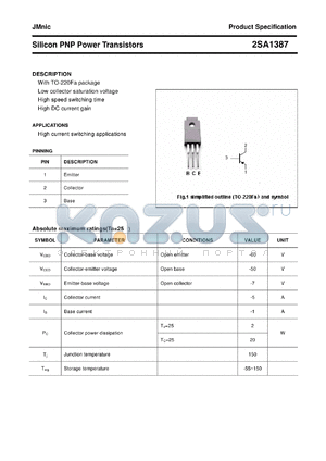 2SA1387 datasheet - Silicon PNP Power Transistors