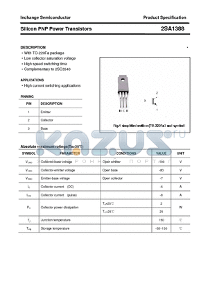 2SA1388 datasheet - Silicon PNP Power Transistors
