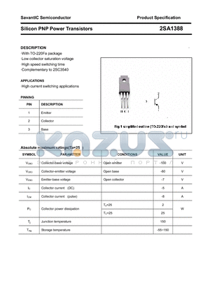 2SA1388 datasheet - Silicon PNP Power Transistors