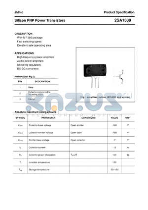 2SA1389 datasheet - Silicon PNP Power Transistors