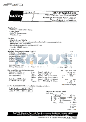 2SA1402 datasheet - Ultrahigh-Definition CRT Display Video Output Applications