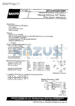 2SA1403 datasheet - Ultrahigh-Definition CRT Display Video Output Applications