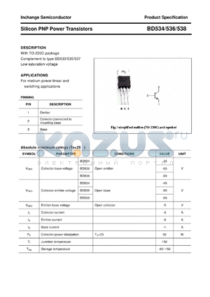 BD534 datasheet - Silicon PNP Power Transistors