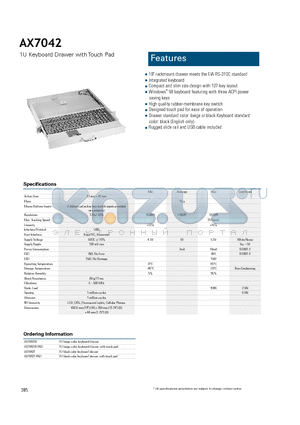 AX7042W datasheet - Integrated keyboard