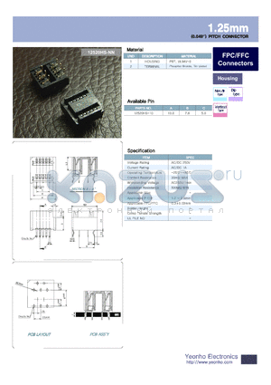12520HS-10 datasheet - 1.25mm PITCH CONNECTOR