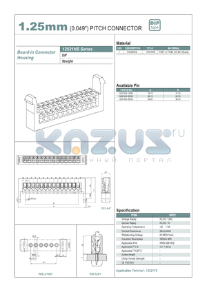 12521HS-12000 datasheet - 1.25mm PITCH CONNECTOR