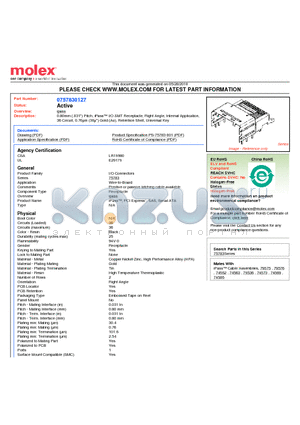 0757830127 datasheet - 0.80mm (.031