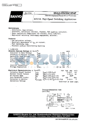 2SA1470 datasheet - 60V/7A High-Speed Switching Applications