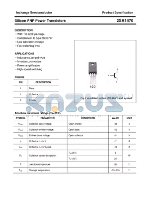 2SA1470 datasheet - Silicon PNP Power Transistors